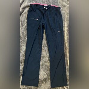 Navy Blue Scrub Pants with Pink Trim